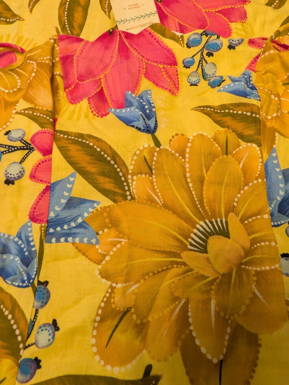 NEW Farm Rio For Anthropologie Yellow Floral Scalloped Neck DropWaist Midi Dress - Picture 9 of 15